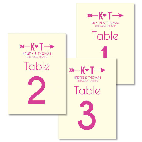 Cupid's Arrow Table Number Cards